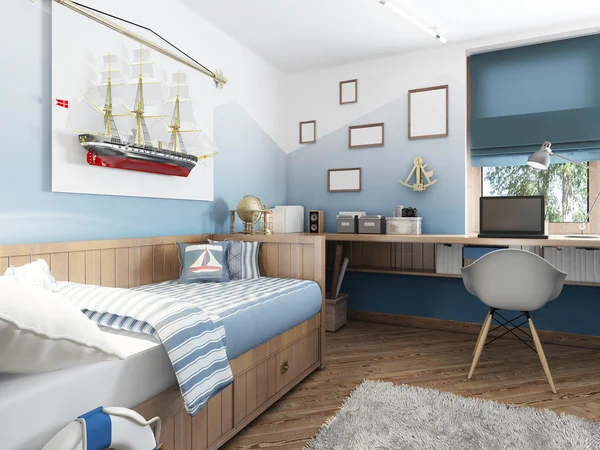 Детская комната в морском стиле . — стоковое фото