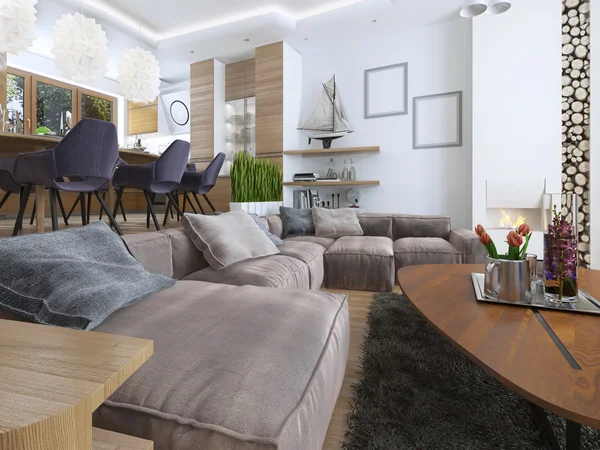 Sala de estar moderna en un estilo loft . — Foto de Stock