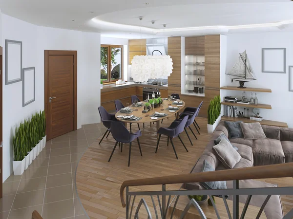 Huis interieur. gezellige woonkamer met eethoek — stockfoto ... Gezellige woonkamer living rooms
