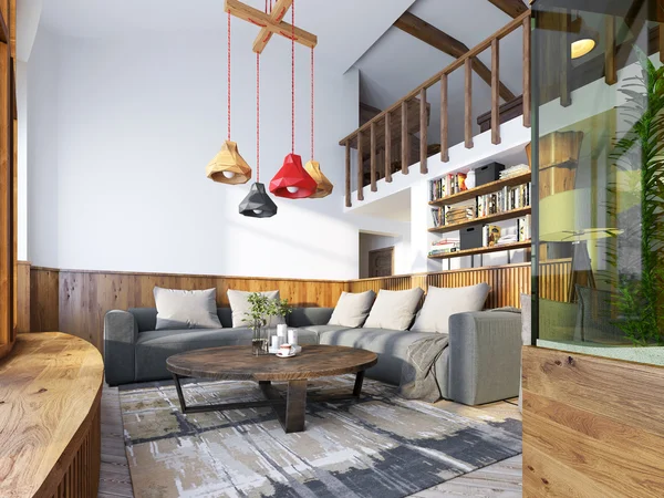 Sala de estar moderna en un estilo loft . — Foto de Stock