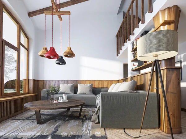 Çatı katında modern oturma odası.