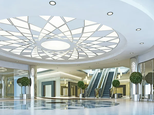 Hall in Megamall shopping center in a modern style. — Stock Photo, Image