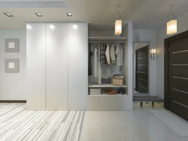Hall med en korridor i modern stil med en garderob och en — Stockfoto