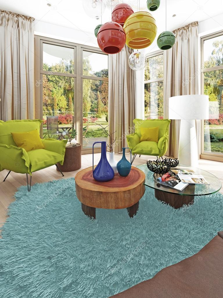 Contemporary Living Room With A Sitting Area Two Chairs
