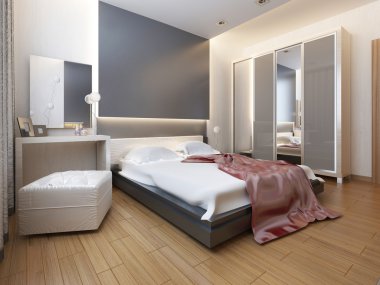 Yatak odasında oryantal tarzı ile kırmızı ve sarı çiçek ışık.