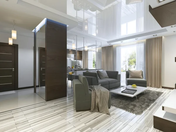 Luxusní ateliér obývací místnosti v moderním stylu. — Stock fotografie