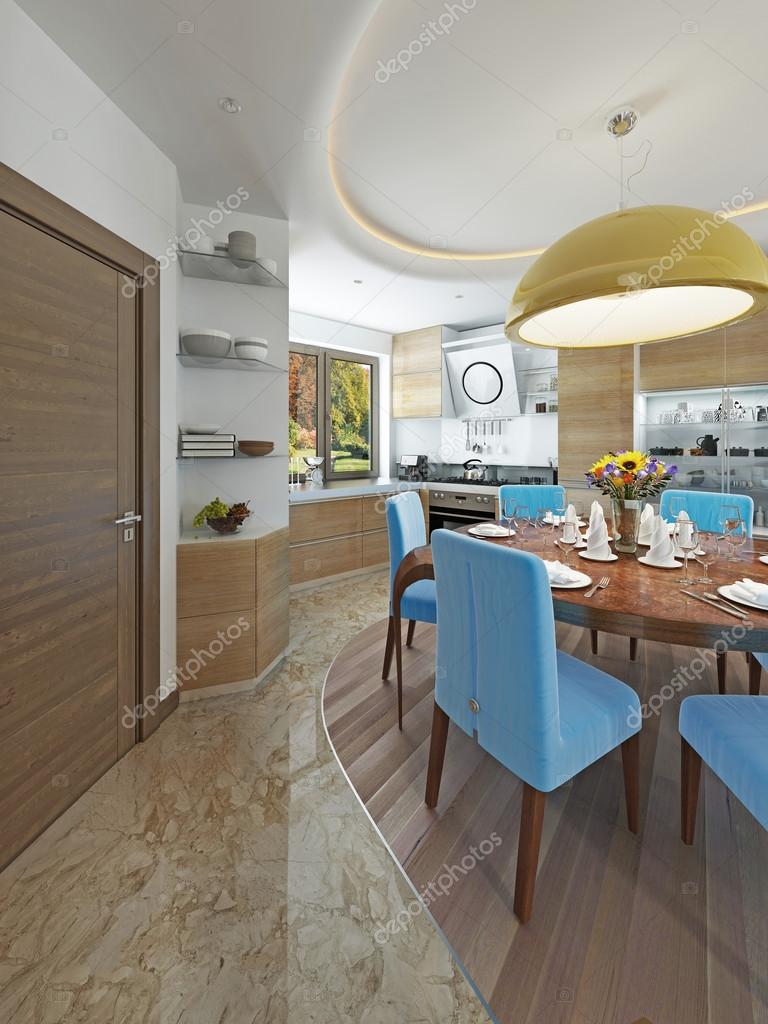 Modern kitchen dining room in the style of kitsch. Stock Photo by