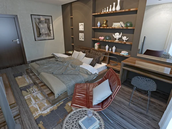 Interior kamar tidur dalam gaya modern — Stok Foto