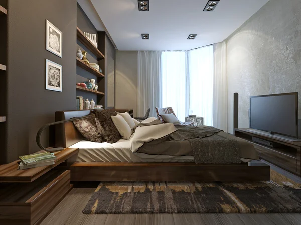 Інтер'єр спальні в сучасному стилі — стокове фото