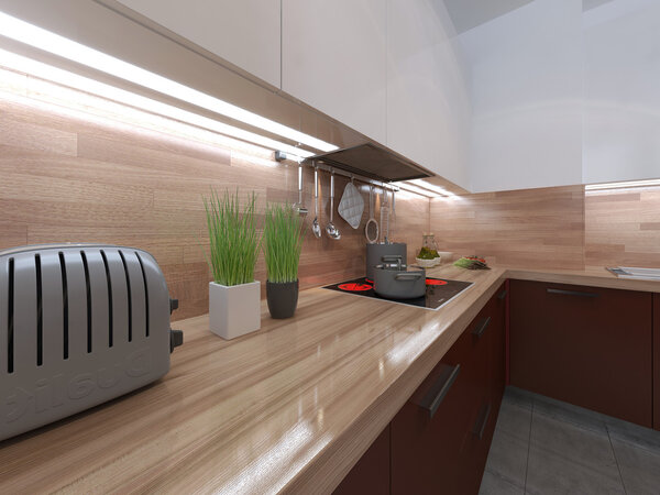 Kitchen interior in the style of constructivism