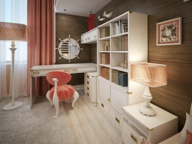 Girls bedroom modern style clipart