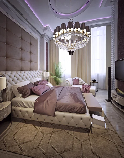 Bedroom in a luxurious classic style — Stock Photo, Image