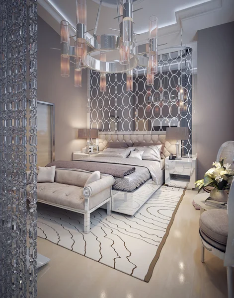 Спальня в роскошном современном стиле — стоковое фото