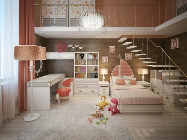Спальня для девочек в современном стиле — стоковое фото