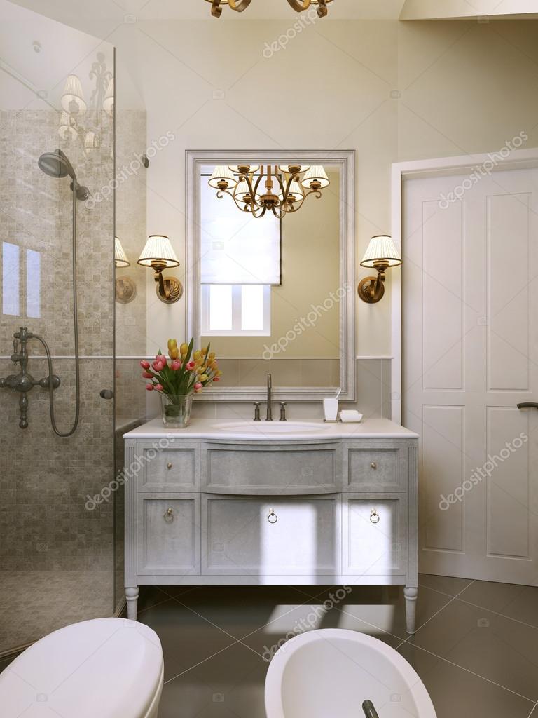 Tocadores de baño y lavabo consolas en estilo clásico — Foto de stock