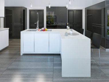 Modern style kitchen island clipart