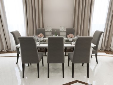 Geniş yemek odası klasik stili