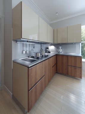 Loft functional kitchen design clipart