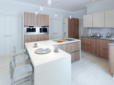 Modern functional kitchen design clipart
