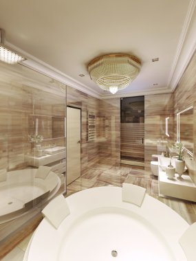 Sauna erişimi olan klasik banyo