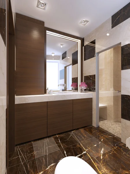 Bagno contemporaneo con doccia in vetro — Foto Stock