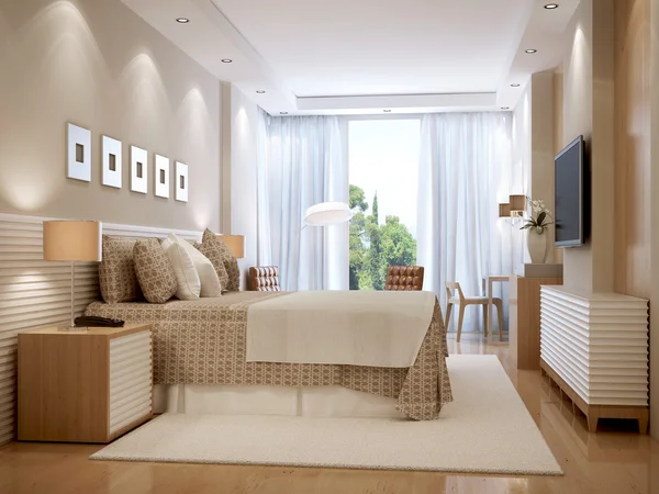 Helles Schlafzimmer im skandinavischen Stil — Stockfoto