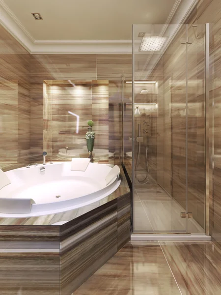 Salle de bain art déco avec douche — Photo