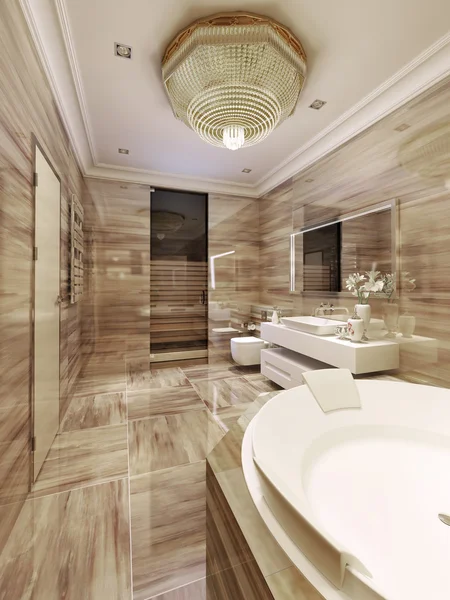 Avant-garde bathroom with sauna — Stock Photo, Image