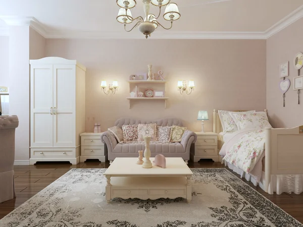 Renaissance bedroom-living room — Stock Photo, Image