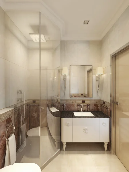 Неоклассический интерьер ванной комнаты — стоковое фото