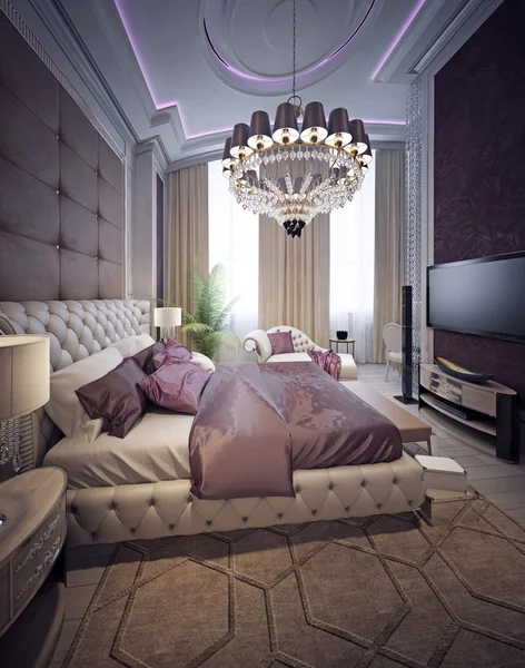 Luxury bedroom neoclassicism style — Stock Photo, Image