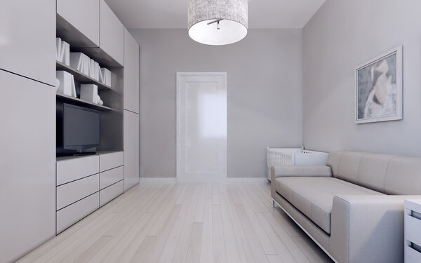 Living room with infant bed