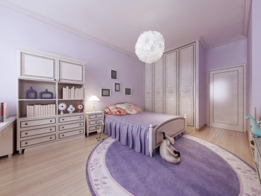 bright teenagers bedroom interior