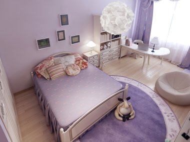 Classical bedroom divided into zones