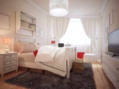 Elegant bedroom in art deco trend