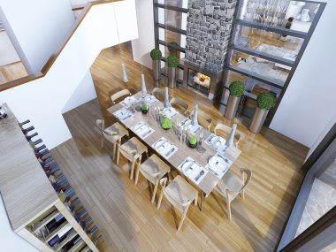 Fikri loft tarzı yemek odası