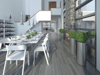 Yemek odası yüksek teknolojili stili
