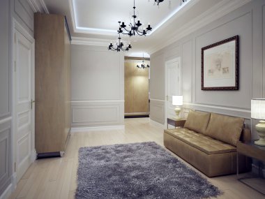 Geniş koridor art deco tarzında
