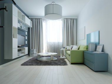 Parlak renkli salon kitsch stil tasarımı