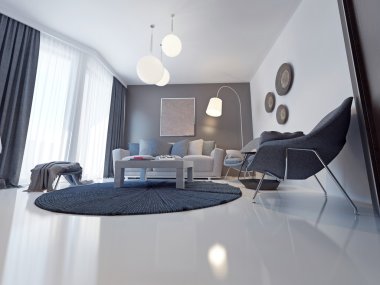 doku modern bir oturma odasında kanepe