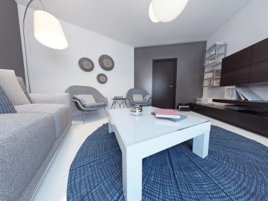 Lüks ev minimalist oturma odasında