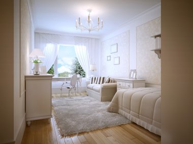 Parlak genç yatak odası provence stili