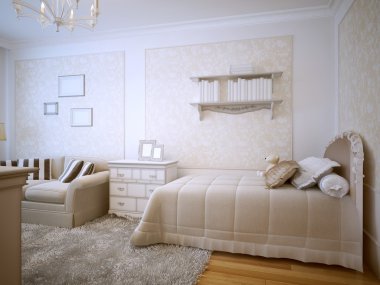 Luxury bedroom classic design clipart