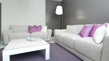 Kanepeler ve çağdaş salon düşük tablo