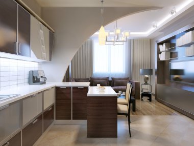 Parlak minimalist mutfak bar