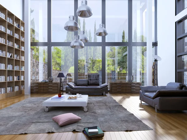 Sala de estar moderna com piso de madeira — Fotografia de Stock