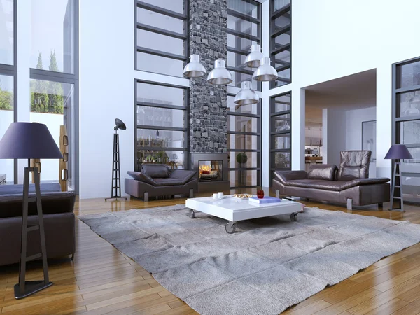 Multi-level living room trend — 图库照片