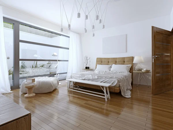 明るいベッドルーム現代的なスタイル — ストック写真