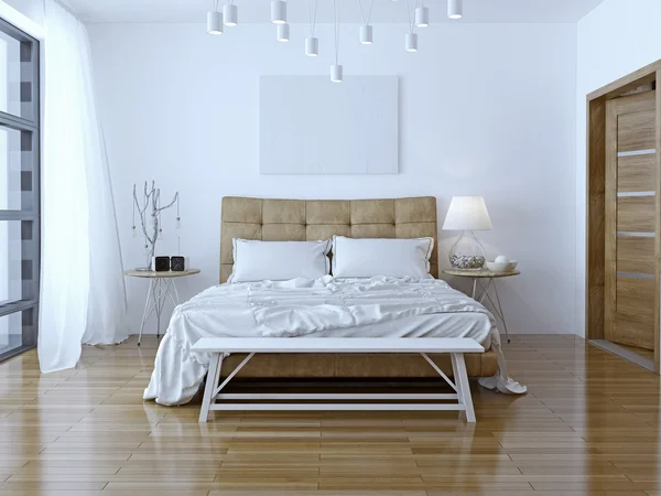 Дизайн интерьера: Большая современная спальня — стоковое фото