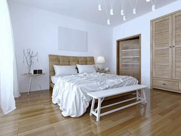 Güzel ve modern ev ve otel yatak odası — Stok fotoğraf
